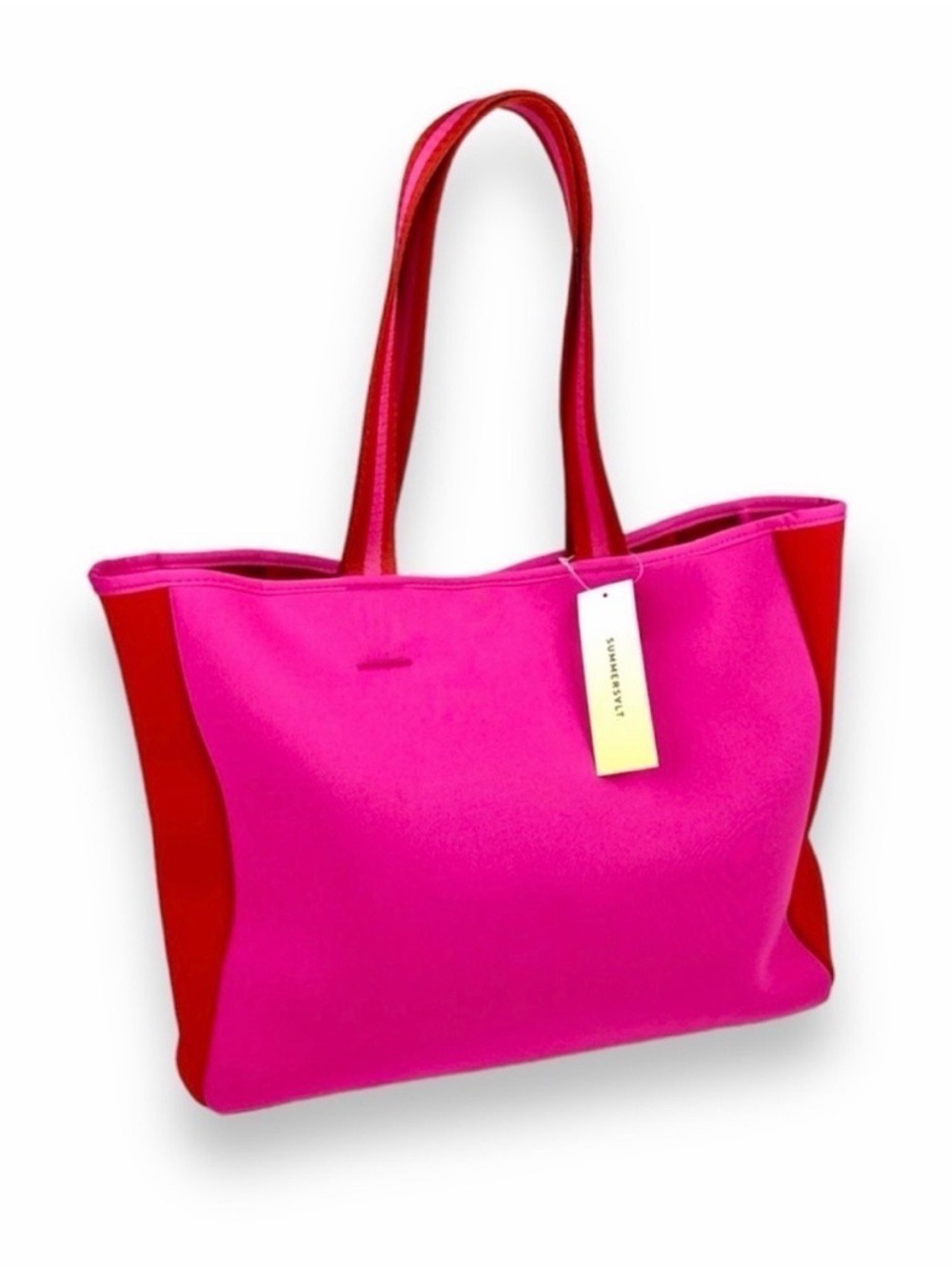 Summersalt Neoprene Beach Tote Pink and Red